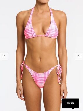 triangl swimwear Pink Gingham Tie-Back Bikini Size Small